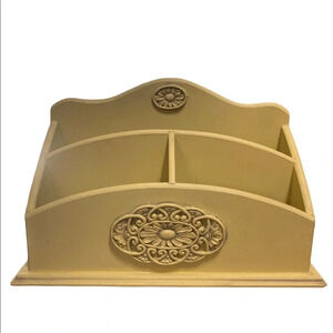 Yellow Wood Desk Organizer